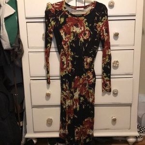 Jersey long sleeve midi dress